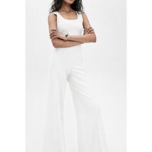 RIPLEY RADER Ponte Knit Tank Wide Leg Jumpsuit in White Size 4